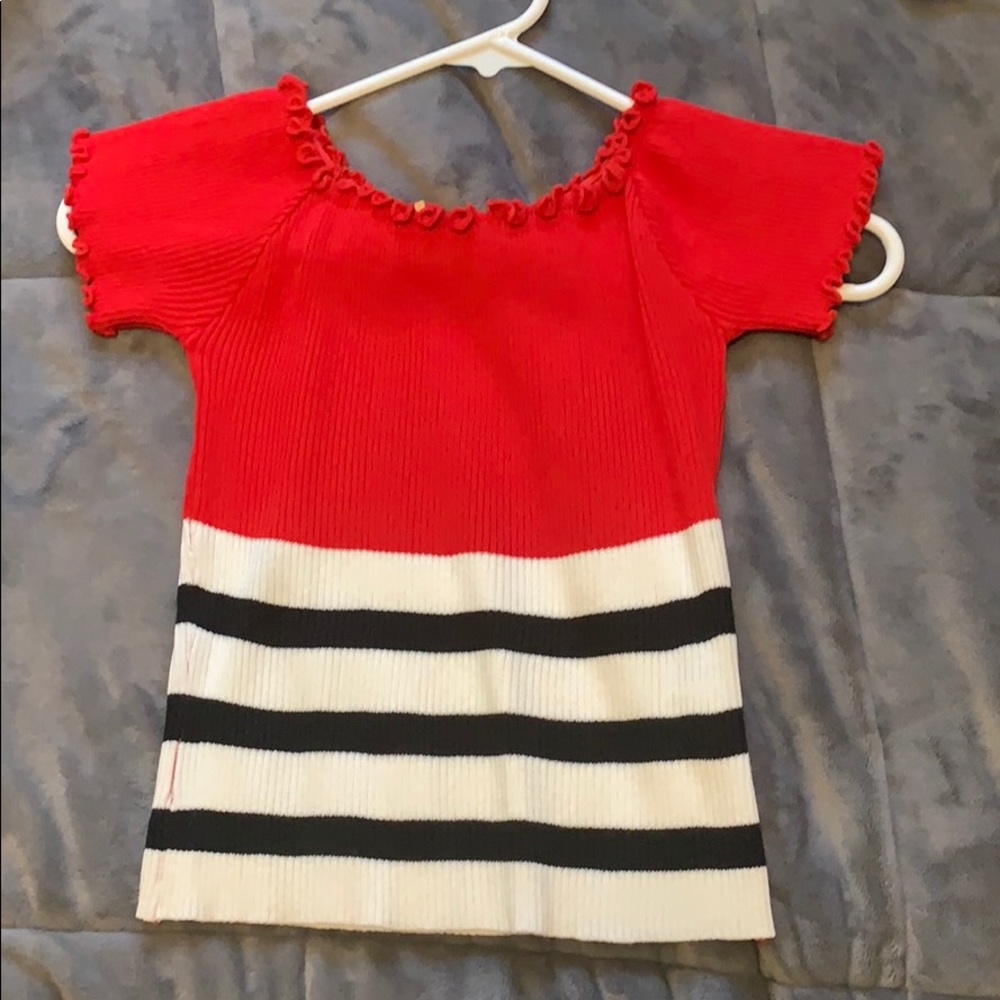 Red white and black crop top
